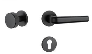 Dverové kovanie MP INULA - R 7S (BS - Čierna matná), kľučka-kľučka, Bez spodnej rozety, MP BS (čierna mat)