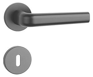 Dverové kovanie MP INULA - R 7S (BS - Čierna matná), kľučka-kľučka, Otvor na cylidrickou vložku, MP BS (čierna mat)