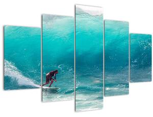 Obraz surferov vo vlnách (150x105 cm)