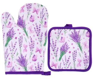 Chňapka do kuchyne s podložkou Lavender (kuchynská rukavica s podložkou v provensálskom štýle)