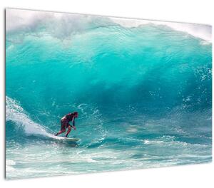 Obraz surferov vo vlnách (90x60 cm)