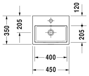 Duravit Vero Air - Umývadielko do nábytku 450x350 mm, s prepadom, biela 0724450000
