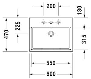 Duravit Vero Air - Umývadlo do nábytku 600x470 mm, s prepadom, biela 2350600000