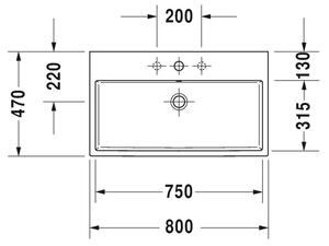 Duravit Vero Air - Umývadlo do nábytku 800 x 470 mm, s prepadom, biela 2350800000