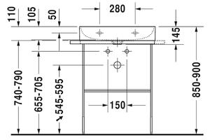Duravit DuraSquare - Umývadlo do nábytku 600 x 470 mm, bez prepadu, biela 2353600041