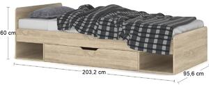 Jednolôžková posteľ s roštom Tavir 90 90x200 cm - dub sonoma