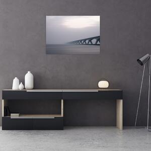Sklenený obraz mosta v hmle (70x50 cm)