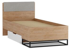 Detská posteľ LANDRO, 90x200, hikora/biely mat