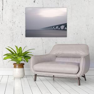 Sklenený obraz mosta v hmle (70x50 cm)
