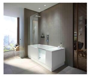 Duravit Shower + Bath - Vaňa so sprchovým kútom do pravého rohu rohu s panelom a nohami, 170x75 cm, zrkadlové sklo, D 700404000100000