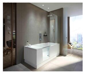 Duravit Shower + Bath - Vaňa so sprchovým kútom do ľavého rohu s panelom a nohami, 170x75 cm, zrkadlové sklo, D 700403000100000