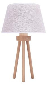 Duolla - Stolná lampa BOUCLE 1xE27/15W/230V pr. 28 cm biela/drevo