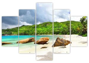 Obraz - Seychely, pláž Takamaka (150x105 cm)