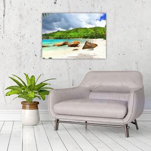 Obraz - Seychely, pláž Takamaka (70x50 cm)