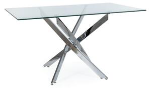 Jedálenský stôl TINODA, 140x75x80, sklo/chróm