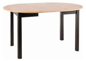 Jedálenský stôl HATI, 102-142x75, dub artisan/čierna