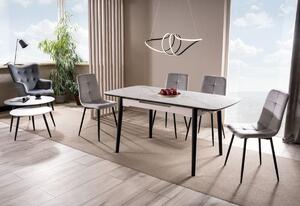 Jedálenský stôl EPEL, 120-160x76x80, biely mramor/čierna