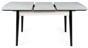 Jedálenský stôl EPEL, 120-160x76x80, biely mramor/čierna