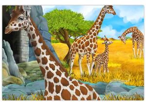 Obraz - Žirafia rodina (90x60 cm)