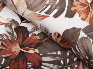 Biante Bavlnený obdĺžnikový obrus Sandra SA-441 Hnedo-tehlové kvety a listy monstery 50x100 cm