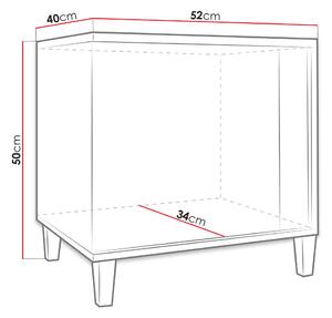 Nočný stolík s LED osvetlením BANTRY - biely / lesklý biely / prírodná dyha, pravý