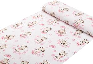 Biante Detské bavlnené posteľné obliečky do postieľky Sandra SA-438 Ružové žirafy na bielom Do postieľky 90x130 a 40x60 cm