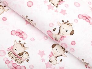 Biante Detské bavlnené posteľné obliečky do postieľky Sandra SA-438 Ružové žirafy na bielom Do postieľky 90x120 a 40x60 cm