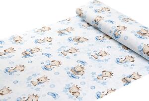Biante Detské bavlnené posteľné obliečky do postieľky Sandra SA-443 Modré žirafy na bielom Do postieľky 90x130 a 40x60 cm