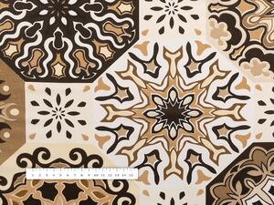 Bavlnená látka/plátno Sandra SA-447 Hnedo-béžové marocké dlaždice - šírka 160 cm