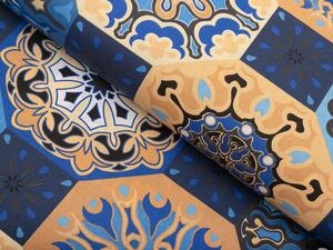 Bavlnená látka/plátno Sandra SA-448 Modro-oranžové marocké dlaždice - šírka 160 cm