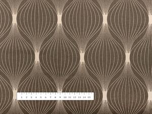 Bavlnená látka/plátno Sandra SA-445 Hnedé designové vlnky - šírka 160 cm