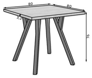 Jedálenský stôl PAROS, 80x76x80, dub kraft zlatý
