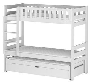 Poschodová posteľ s prístelkou PRISKA - 90x200, biela