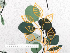 Biante Bavlnený obdĺžnikový obrus Sandra SA-450 Zeleno-oranžové listy na bielom 50x100 cm