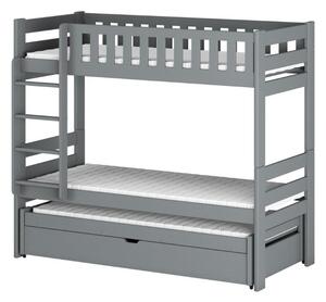 Poschodová posteľ s prístelkou PRISKA - 90x190, šedá