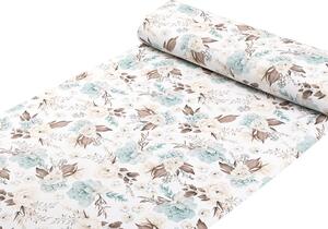 Biante Detské bavlnené posteľné obliečky do postieľky Sandra SA-451 Žlto-hnedo-mintové ruže na bielom Do postieľky 90x120 a 40x60 cm