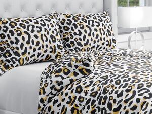Biante Bavlnené posteľné obliečky Sandra SA-409 Leopardí vzor na bielom Jednolôžko 140x200 a 70x90 cm
