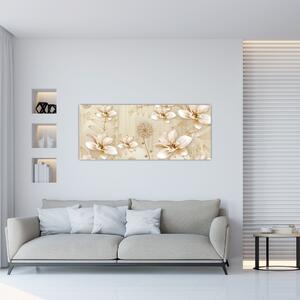 Obraz - Kompozícia zlatých kvetov (120x50 cm)
