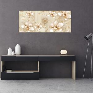 Obraz - Kompozícia zlatých kvetov (120x50 cm)