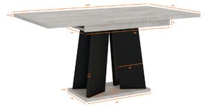 Rozkladací jedálenský stôl ENDRE - betón / čierny
