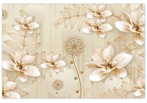 Obraz - Kompozícia zlatých kvetov (90x60 cm)