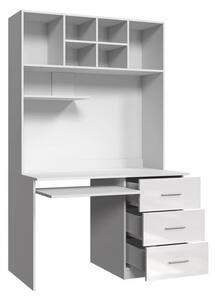 Písací stôl s policami RENI 3 - biely / šedý