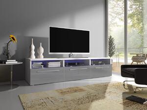 Televízny stolík BADI - biely / šedý