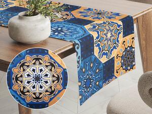 Biante Bavlnený behúň na stôl Sandra SA-448 Modro-oranžové marocké dlaždice 20x120 cm