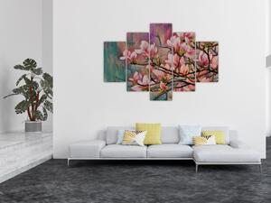 Obraz - Olejomaľba, Rozkvitnutá sakura (150x105 cm)
