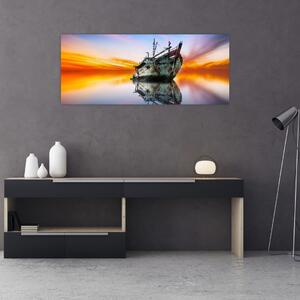 Obraz - Svitanie nad vrakom lode (120x50 cm)