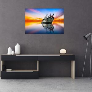 Obraz - Svitanie nad vrakom lode (90x60 cm)