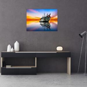 Obraz - Svitanie nad vrakom lode (70x50 cm)