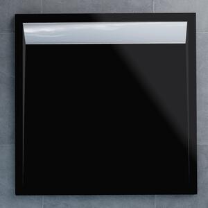 SanSwiss WIQ 090 50 154 Sprchová vanička čtvercová 90×90 cm černá, kryt aluchromový, skládá se z WIQ 090 154 a BWI 090 50 154