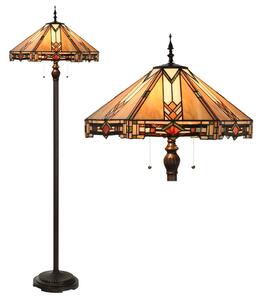 Béžovo-hnedá stolná lampa Tiffany Tippia - Ø 40x161 cm E27/max 2*60W - Clayre & Eef